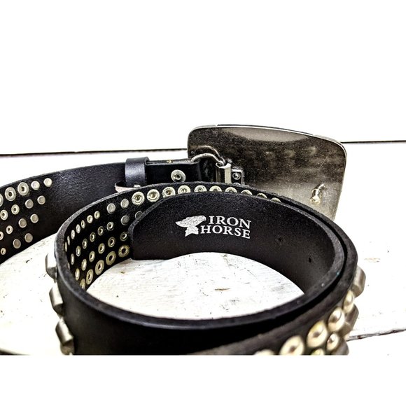 Iron Horse black silver studded faux leather western buckle belt - Picture 4 of 5